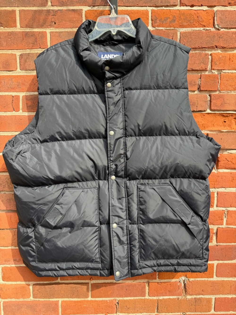 Lands' End Men's XXL (50-52) Black Quilted Down Vest